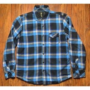 BILLABONG Shirt Mens Medium Blue Plaid Quilted Shacket Jacket